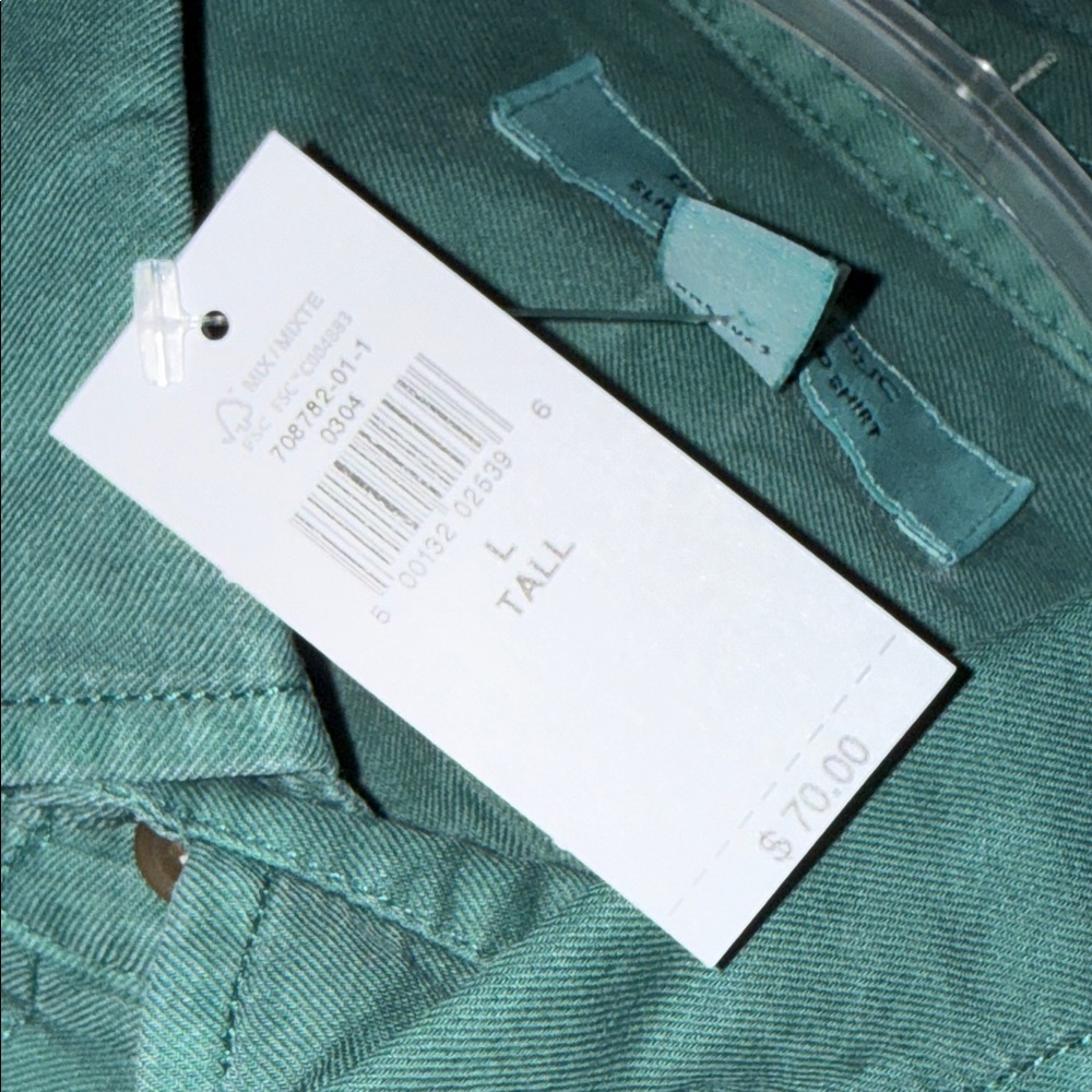 Men's Green Button-Up Banana Republic Shirt Large Tall - Picture 5 of 7